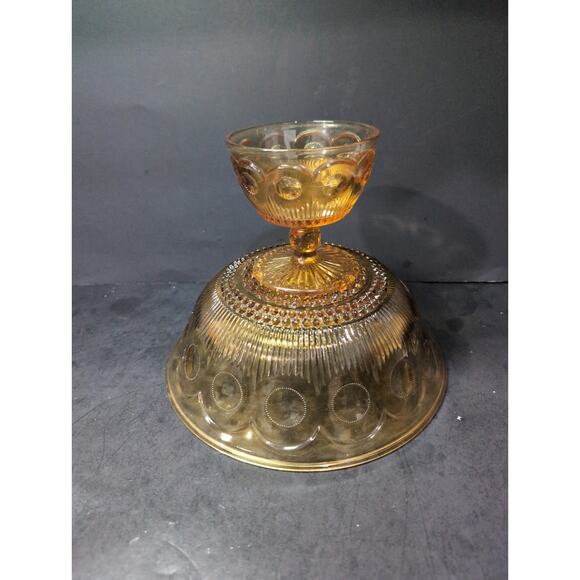 Bartlett‎ Collins Amber Compote Pedestal Bowl, Generieve Manhattan, Serving Bowl - Picture 10 of 11